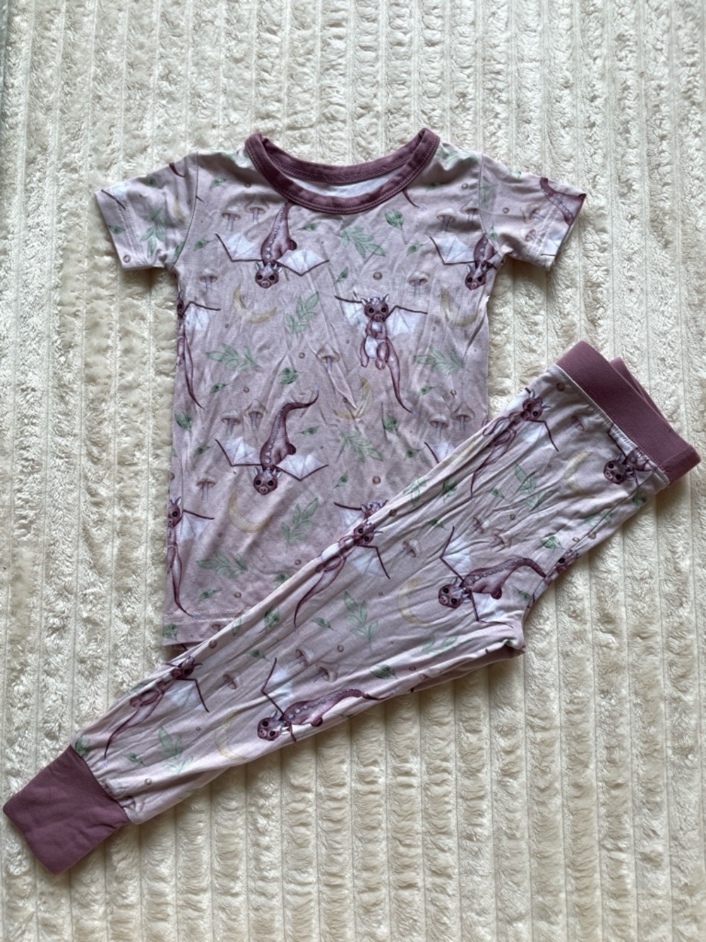 Sleepy Sloth Mauve Dragons Print Pajama Set